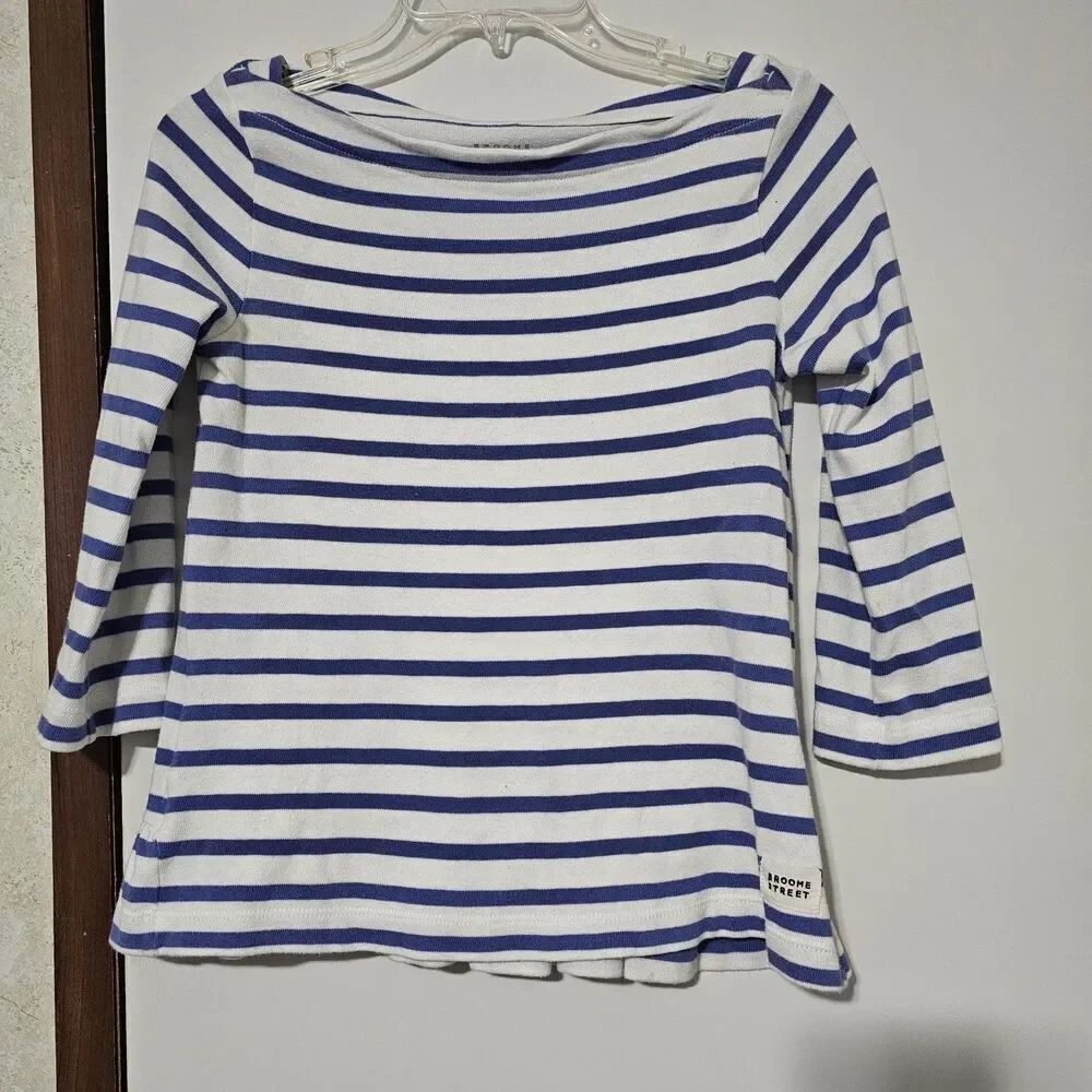 Kate Spade Broome Street Blue And White Striped Sweater Women's Size XS.